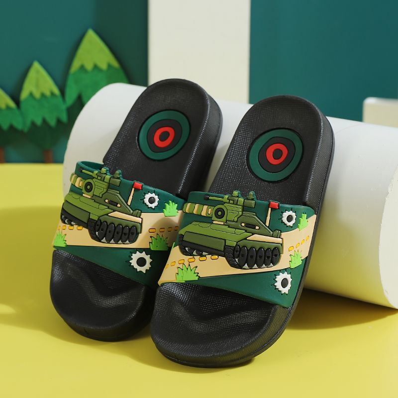 Boys' Cartoon Slippers, Soft Sole Non-Slip Bath Slides
