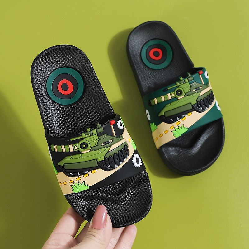 Boys' Cartoon Slippers, Soft Sole Non-Slip Bath Slides