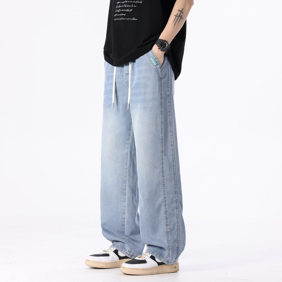 Men's Mid-Rise Non-Stretch Cotton Loose Straight Jeans