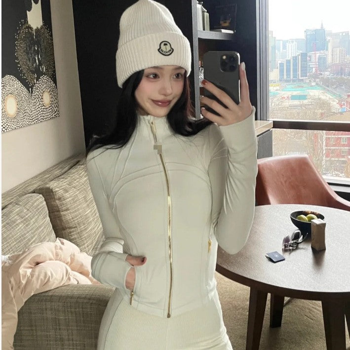 Women's Stand Collar Slim Fit Short Sports Jacket