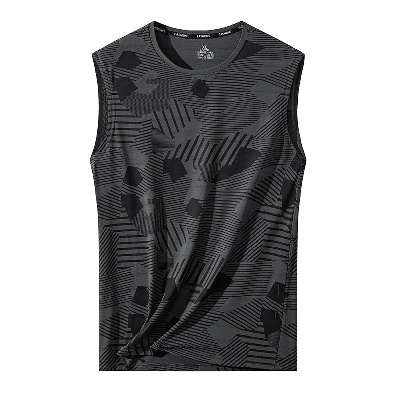 Men's Ice Silk Short-Sleeve Casual Sports Vest T-Shirt