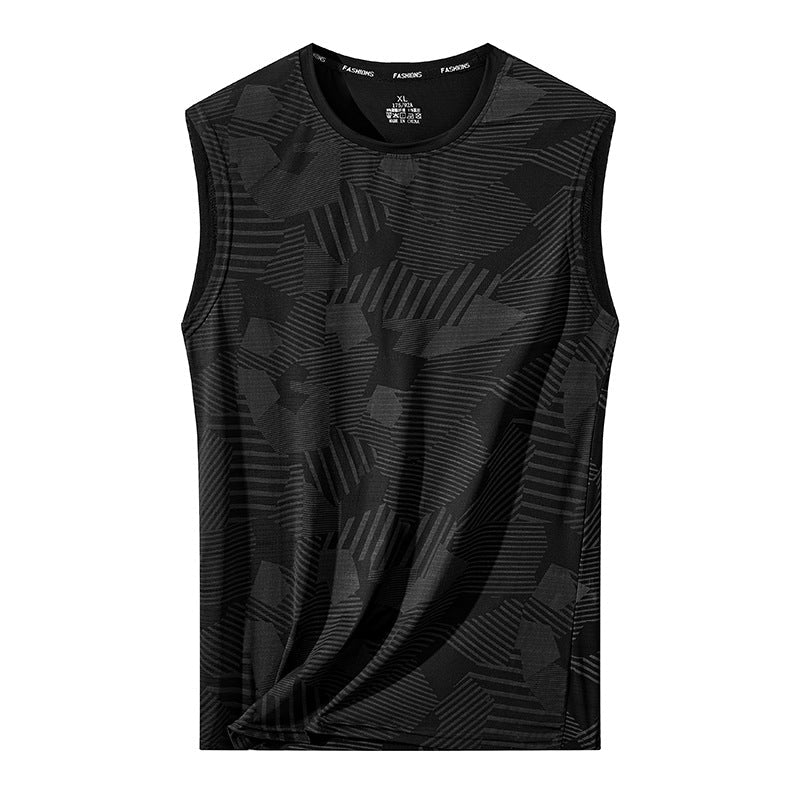 Men's Ice Silk Short-Sleeve Casual Sports Vest T-Shirt
