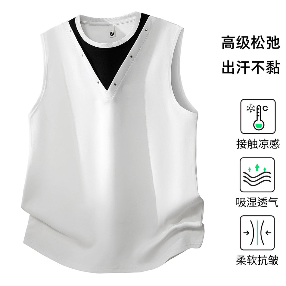 Men's Studded Breathable Slim Fit Sleeveless Vest