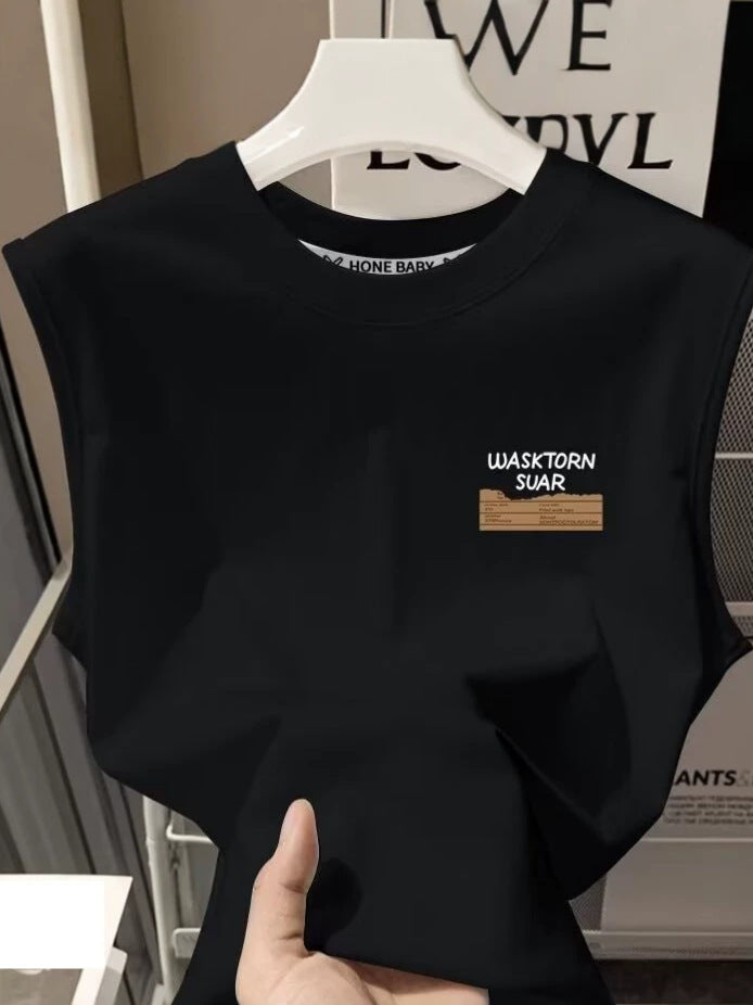 Men's American Style Loose Round Neck Sleeveless Casual Vest