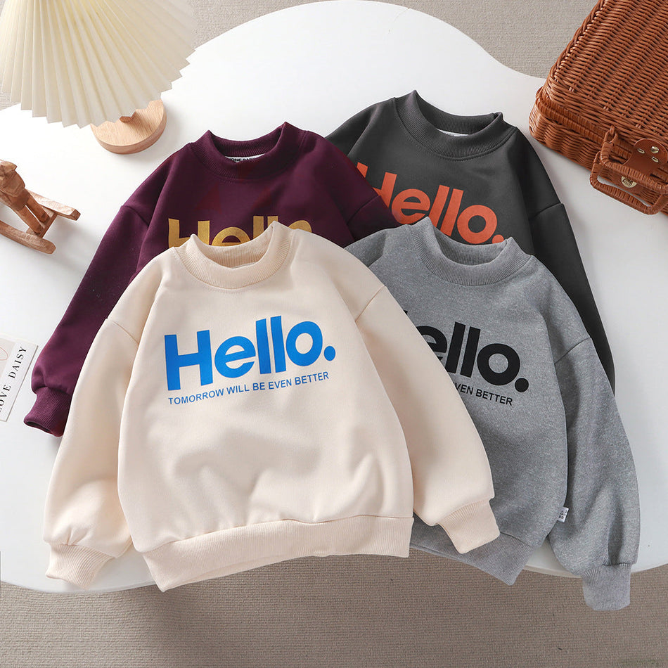 Kids' Round Neck Sweatshirt, Loose Sport Style Top