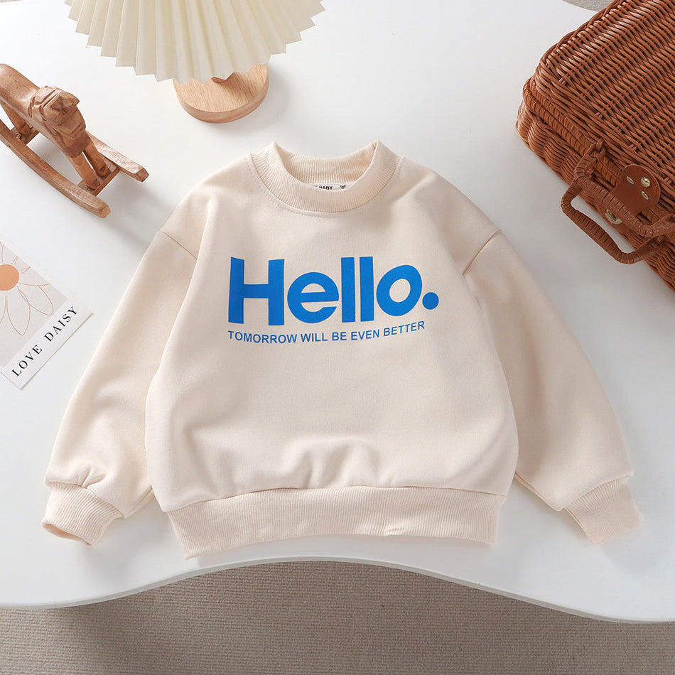 Kids' Round Neck Sweatshirt, Loose Sport Style Top