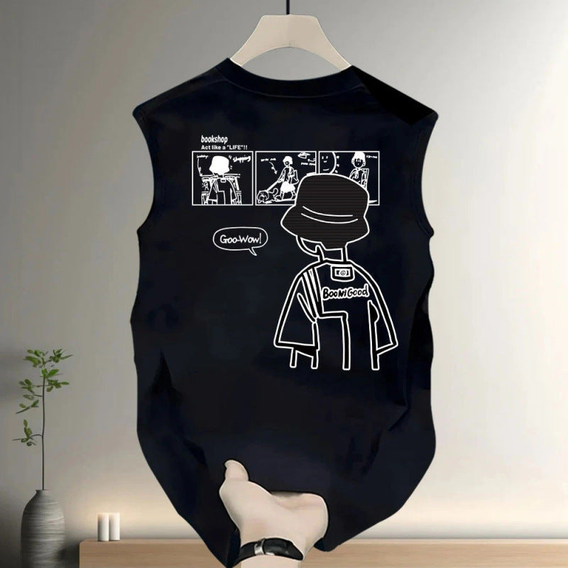 Men's Pure Cotton Printed Round Neck Sleeveless Vest
