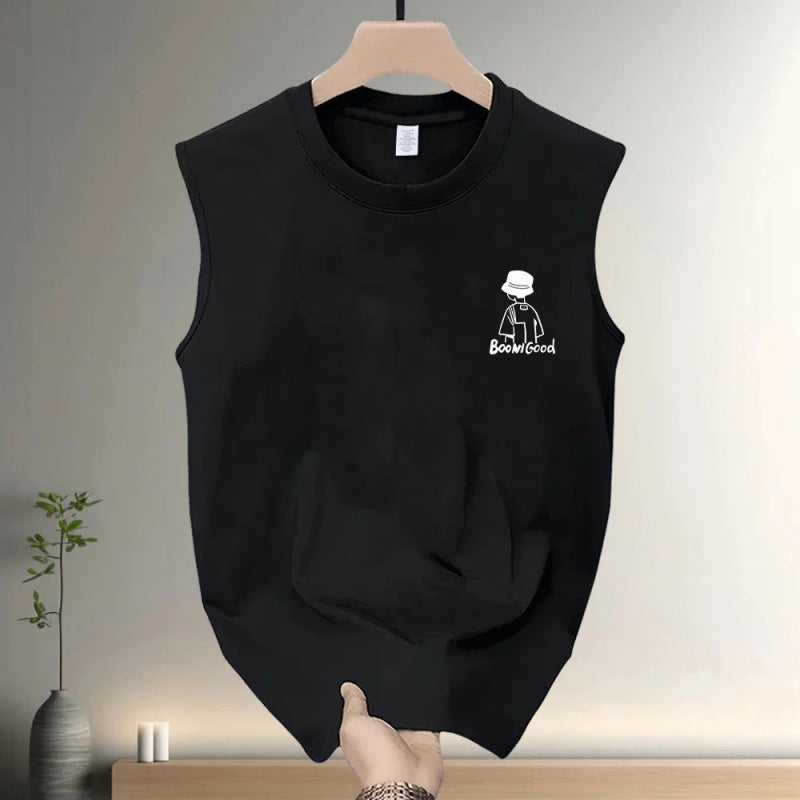 Men's Pure Cotton Printed Round Neck Sleeveless Vest