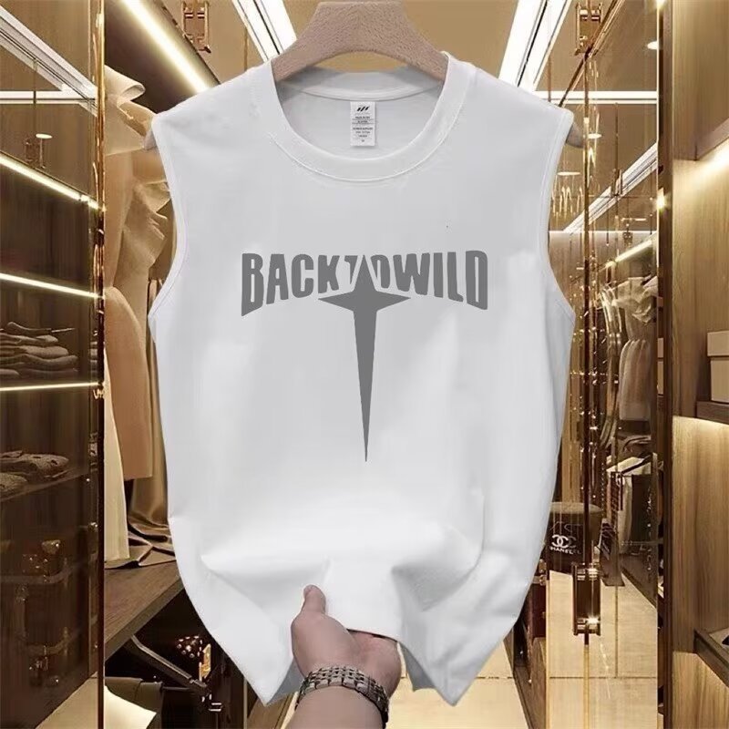 Men's Cotton Printed Loose Sleeveless Casual Sports Vest