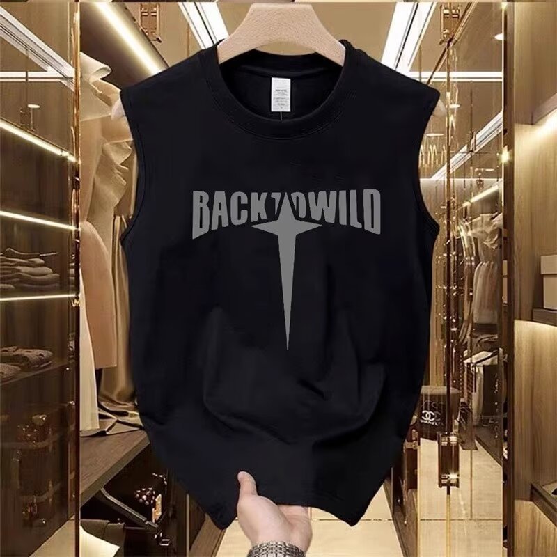Men's Cotton Printed Loose Sleeveless Casual Sports Vest
