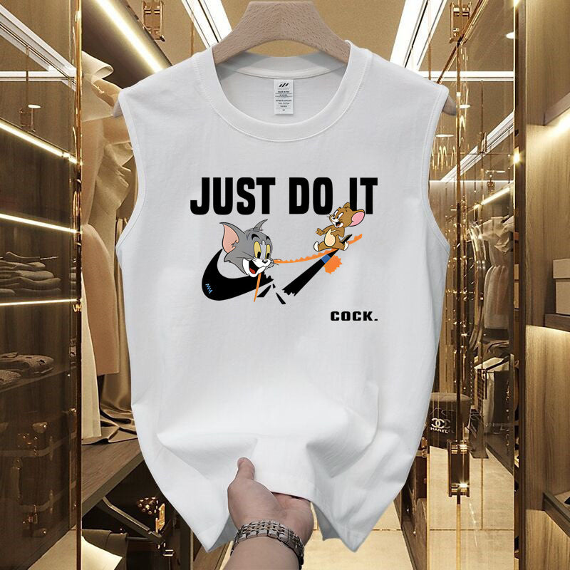 Men's Pure Cotton Retro Street Style Sleeveless Sports Vest