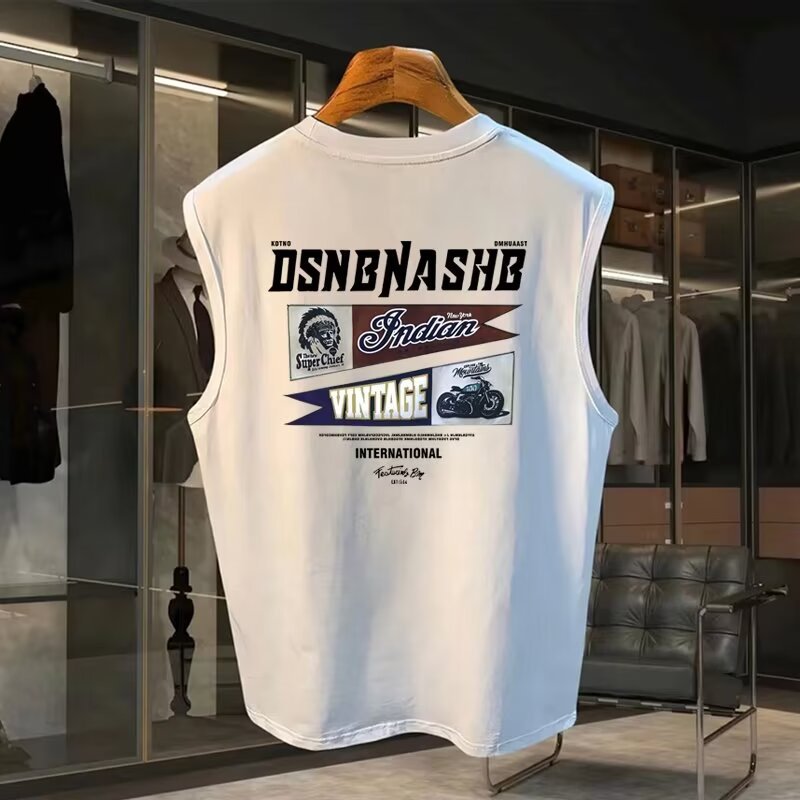 Men's American Style Heavyweight Loose Sleeveless Sports Vest