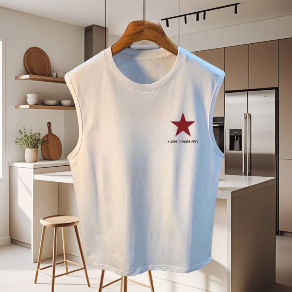 Men's Pure Cotton Round Neck Casual Sports Sleeveless Vest