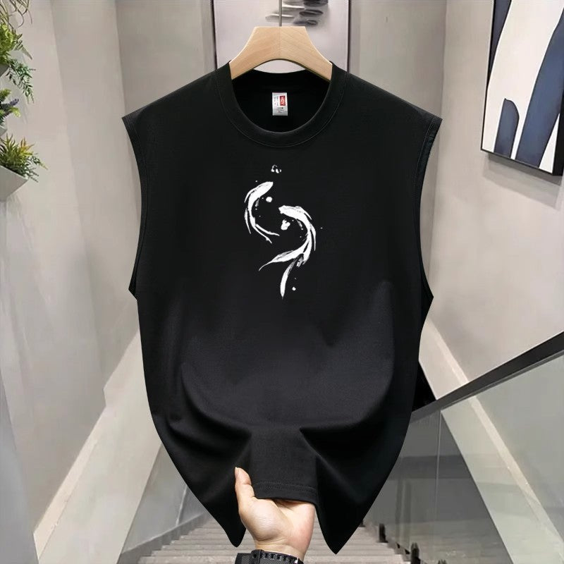 Men's Cotton Printed Loose Sleeveless Casual Sports Vest