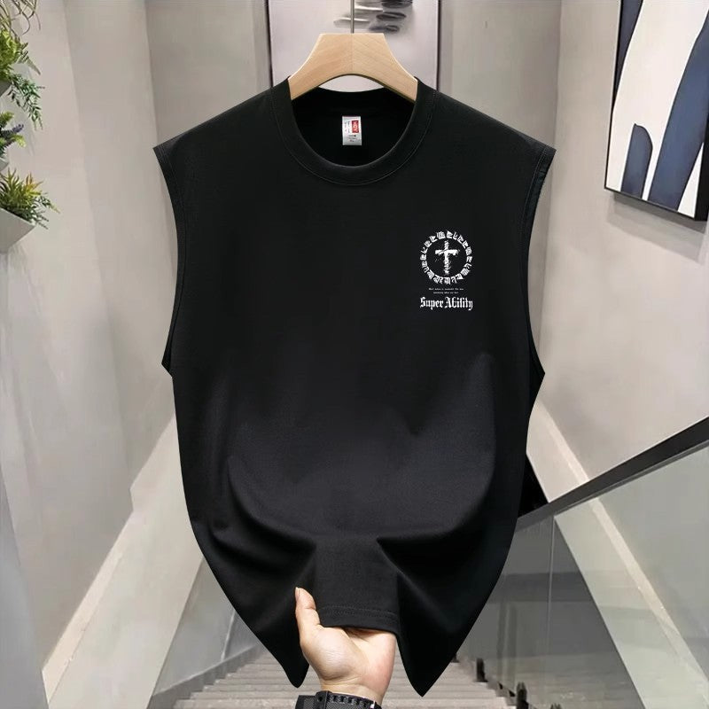 Men's Cotton Printed Loose Sleeveless Casual Sports Vest