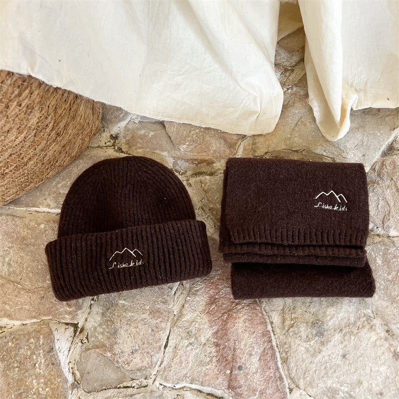 Kids' Wool Hat and Scarf Set, Casual Foreign-Style Knit