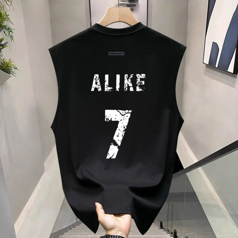 Men's Cotton Printed Loose Sleeveless Casual Sports Vest