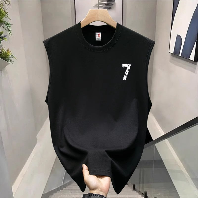 Men's Cotton Printed Loose Sleeveless Casual Sports Vest