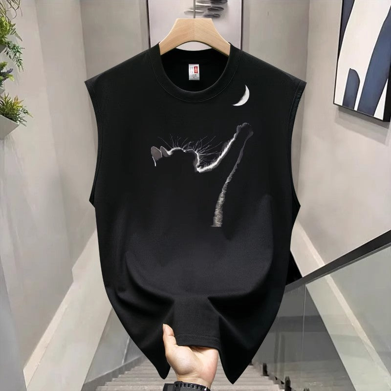 Men's Cotton Printed Loose Sleeveless Casual Sports Vest