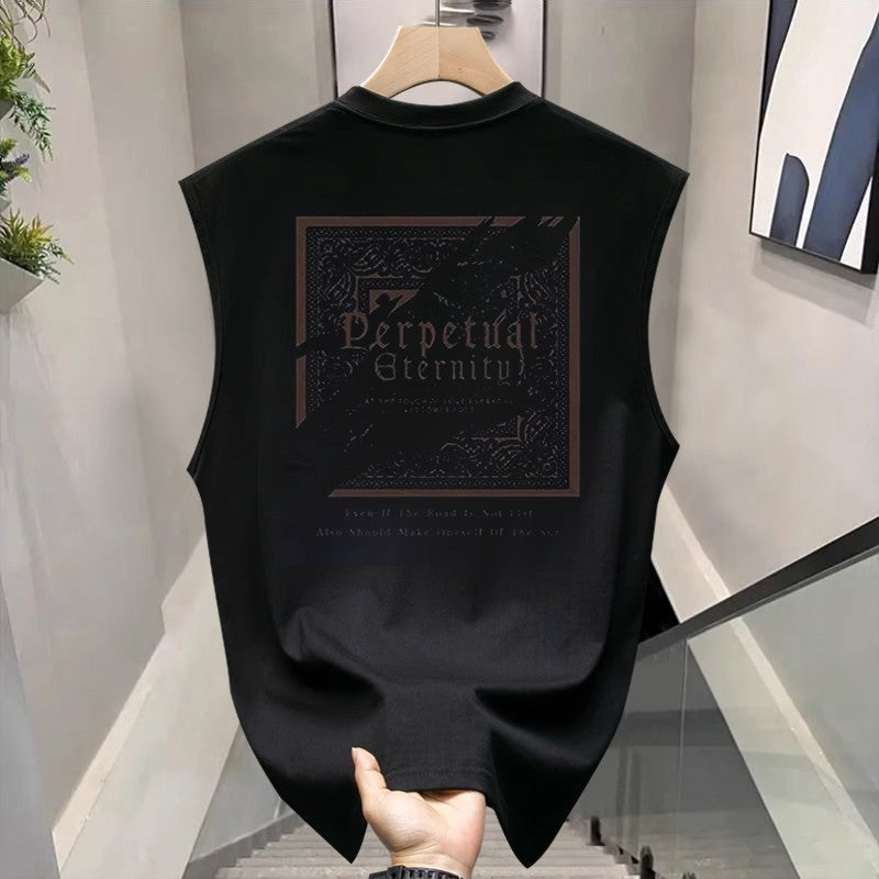 Men's Cotton Printed Loose Sleeveless Casual Sports Vest