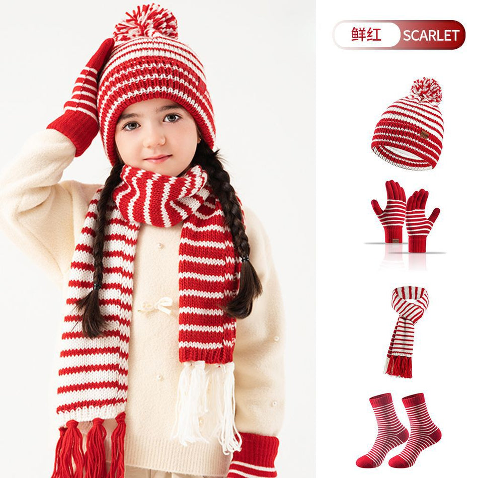 Kids' Knitted Hat, Scarf and Gloves Three-Piece Set