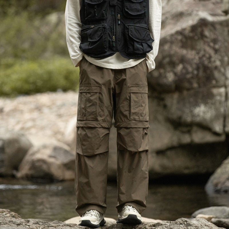 Men's Loose Straight Multi-Pocket Detachable Cargo Pants