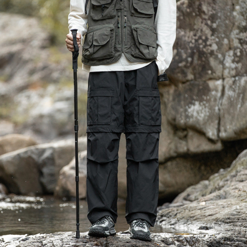 Men's Loose Straight Multi-Pocket Detachable Cargo Pants