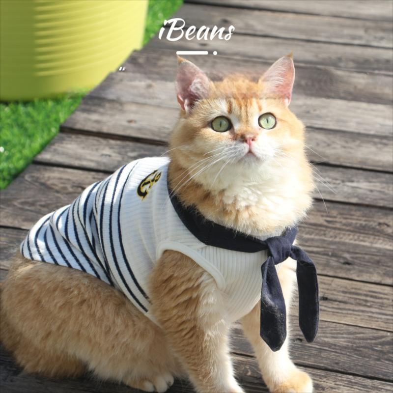 Pet Sailor Vest, Embroidered Anchor Top with Bow Tie