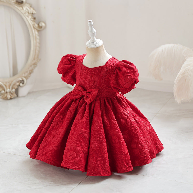Girls' High-End Princess Dress, Printed Cotton Flower Dress