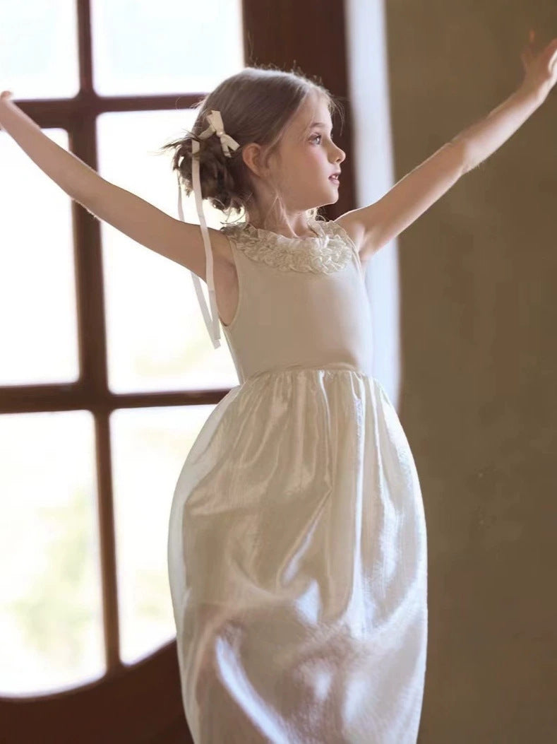 Girls' Lyocell Trim Vest Dress, Trendy Summer Frock