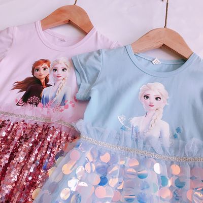 Girls Cotton Princess Dress with Short Sleeves for Summer Wear