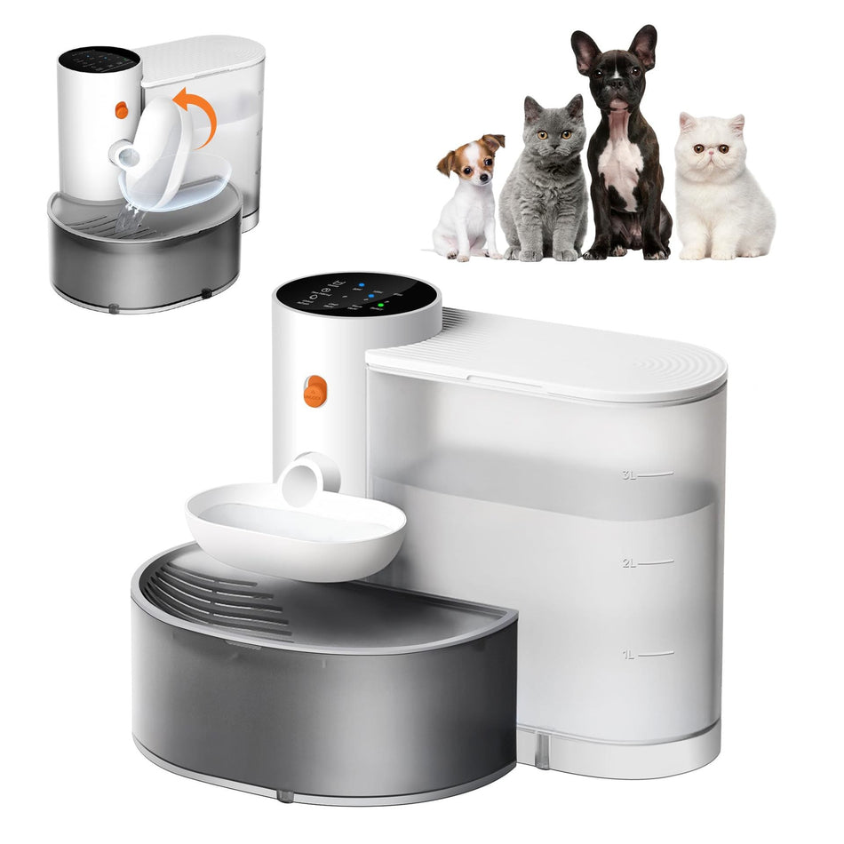 Gravity Pet Feeder and Water Dispenser, Stainless Steel Bowl Set