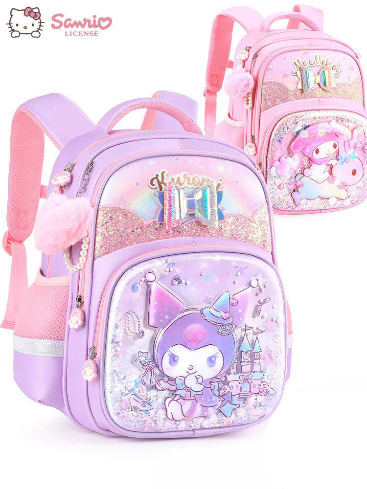 Girls Kuromi School Backpack Oxford Cloth Lightweight Grades 1-3