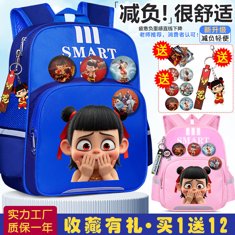 Kids Nezha Cartoon School Backpack Polyester Kindergarten