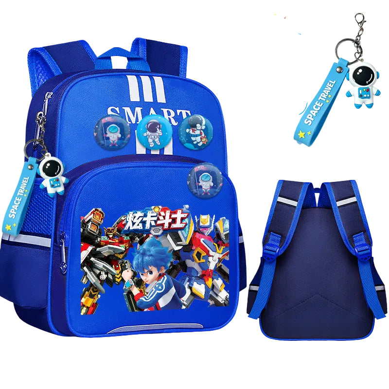 Boys' Cartoon School Backpack for Grades 1-6 in Polyester Design