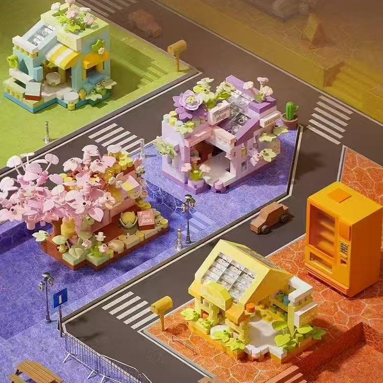 Mini Flower Shop Street Scene Micro Building Blocks Set