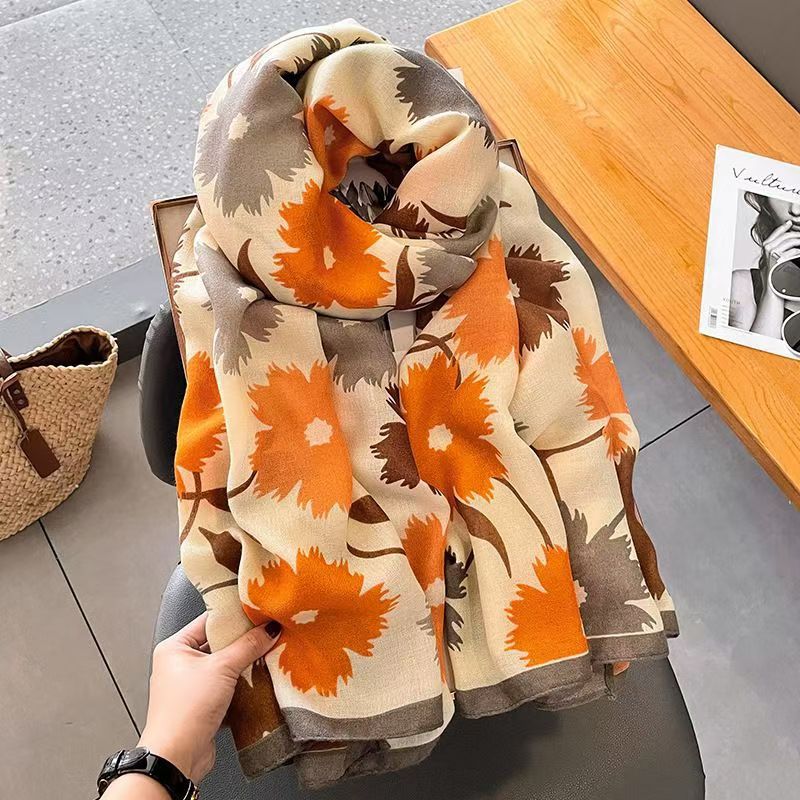 Women's Silk Scarf Long Shawl Versatile Neck Warmer