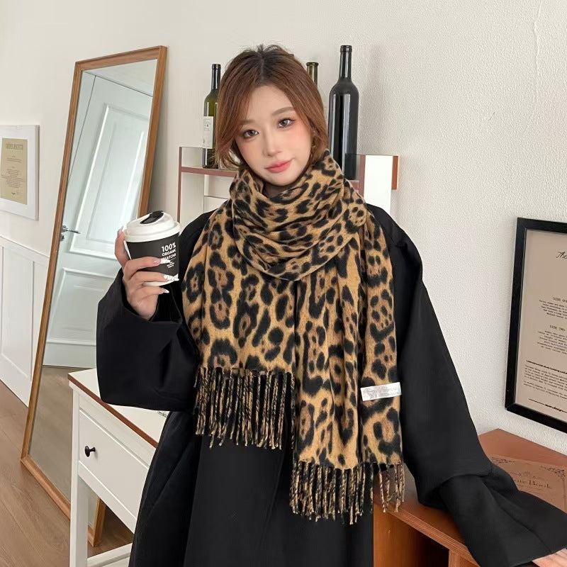 Women's Retro Leopard Print Thin Scarf Shawl