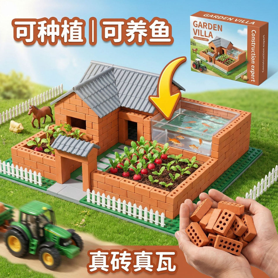 DIY Real Brick House Building Set with Masonry Tools for Kids