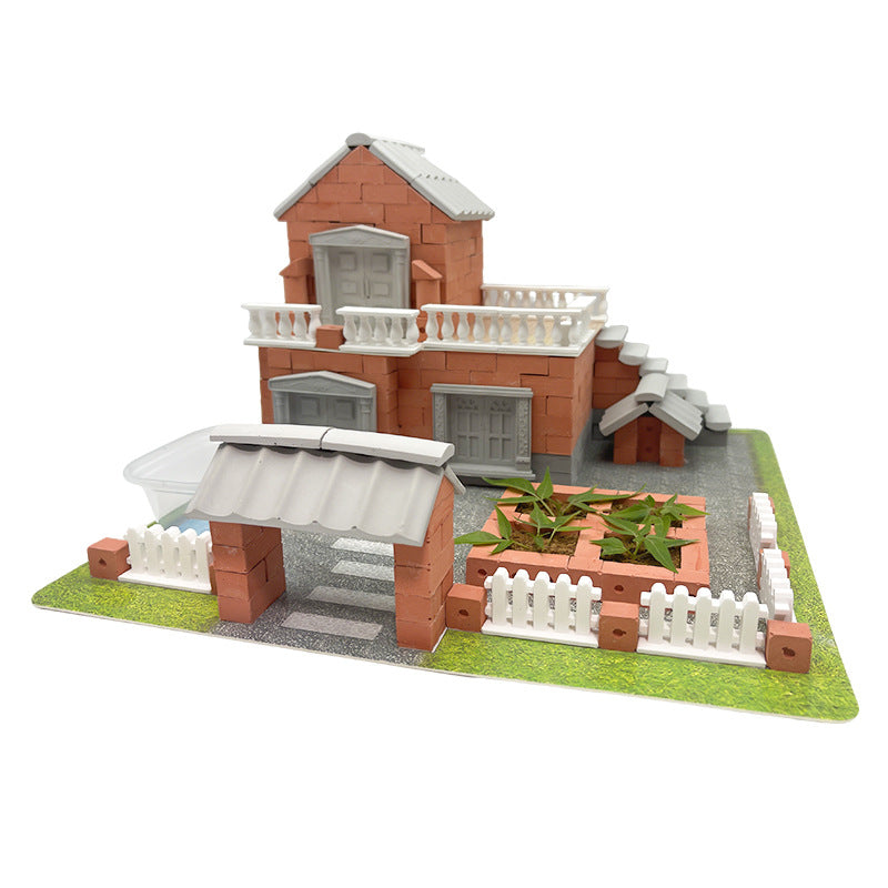 DIY Real Brick House Building Set with Masonry Tools for Kids