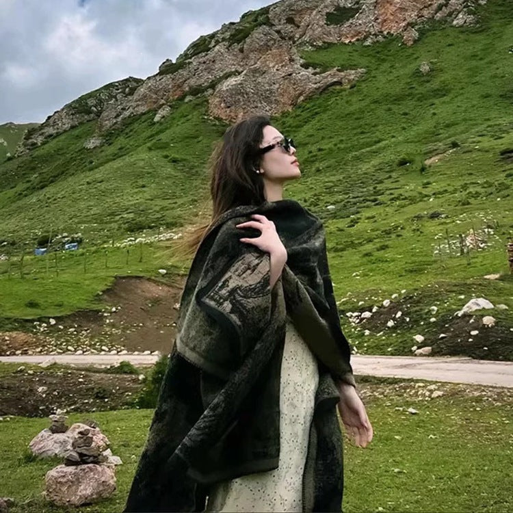 Women's Autumn Winter Travel Shawl Warm Outerwear Wrap