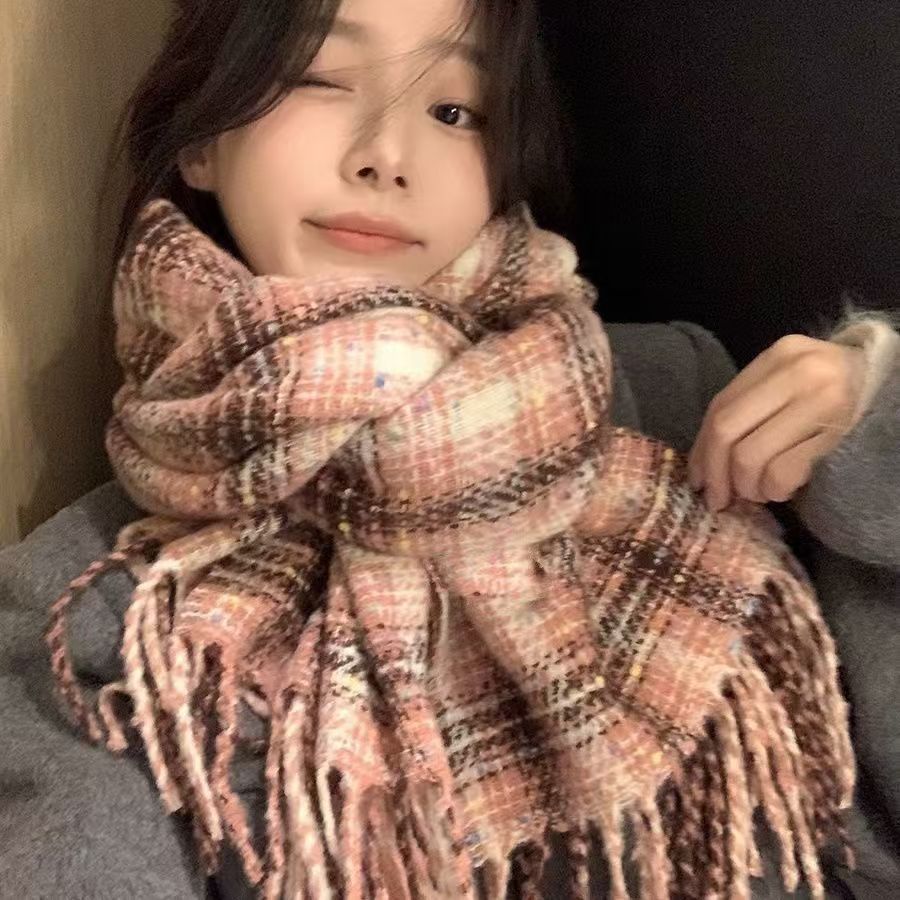 Women's Korean Style Plaid Warm Winter Neck Scarf