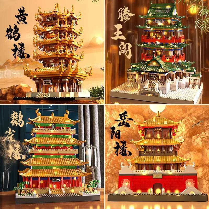 Four Famous Towers Building Blocks Set with Lighting for Teens