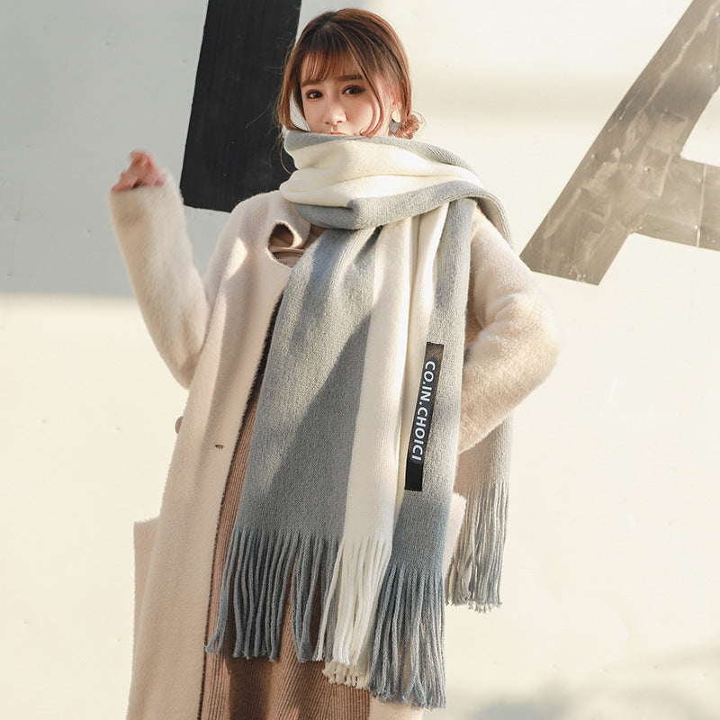 Women's Yellow Korean Style Color Matching Winter Scarf