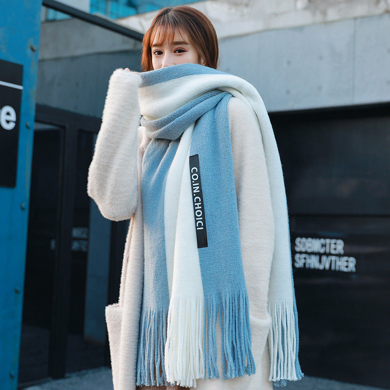 Women's Yellow Korean Style Color Matching Winter Scarf