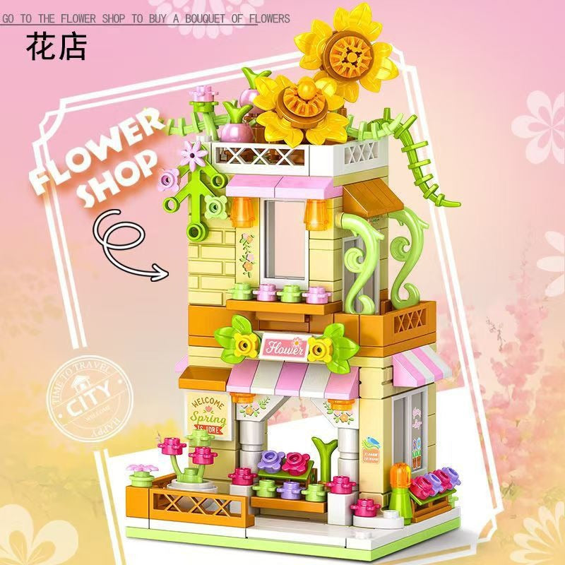 Small Particle Street View Building Blocks City House Model