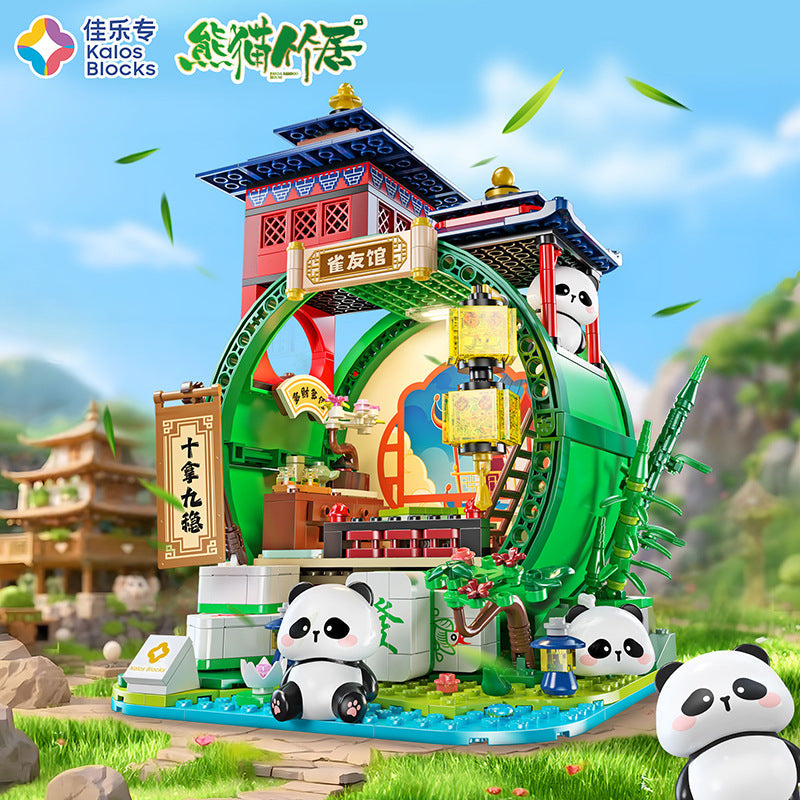 Panda Bamboo House Mini Building Blocks Decorative Model