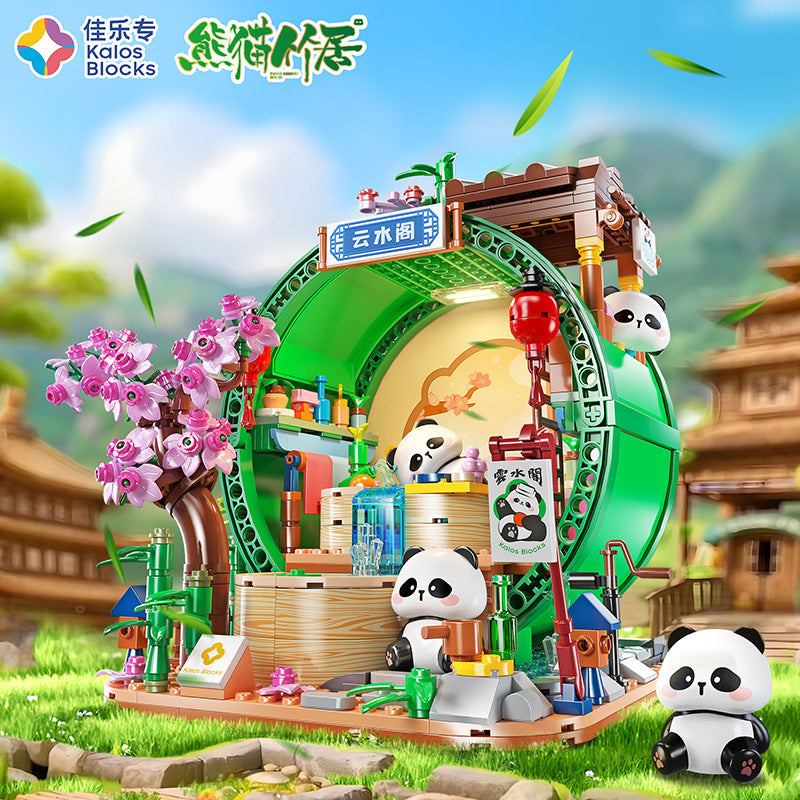Panda Bamboo House Mini Building Blocks Decorative Model