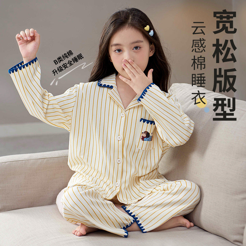 Girls 100% Cotton Cartoon Pajama Set for Summer