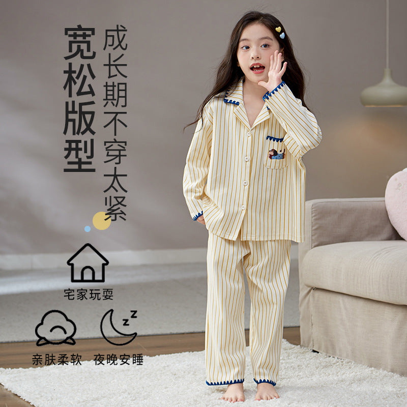Girls 100% Cotton Cartoon Pajama Set for Summer